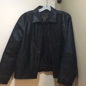 EUC Sporty Leather Jacket with Zipper - like new